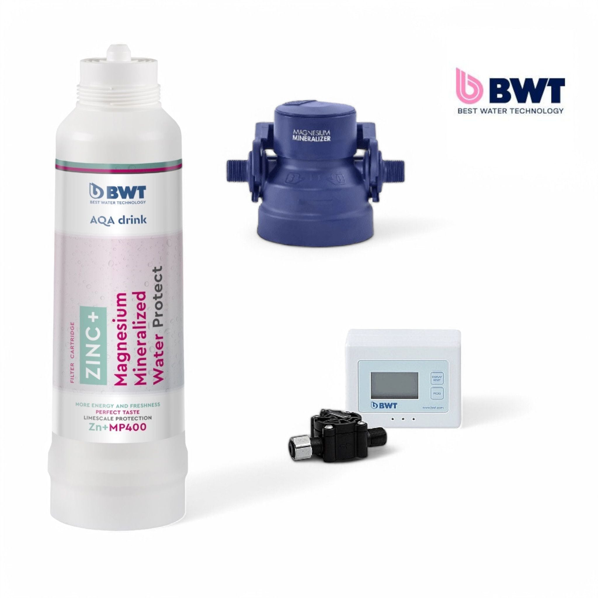 Bwt ZINC+MP400 Starterset mit Magnesium Mineralized Filterkopf und AQA Monitor