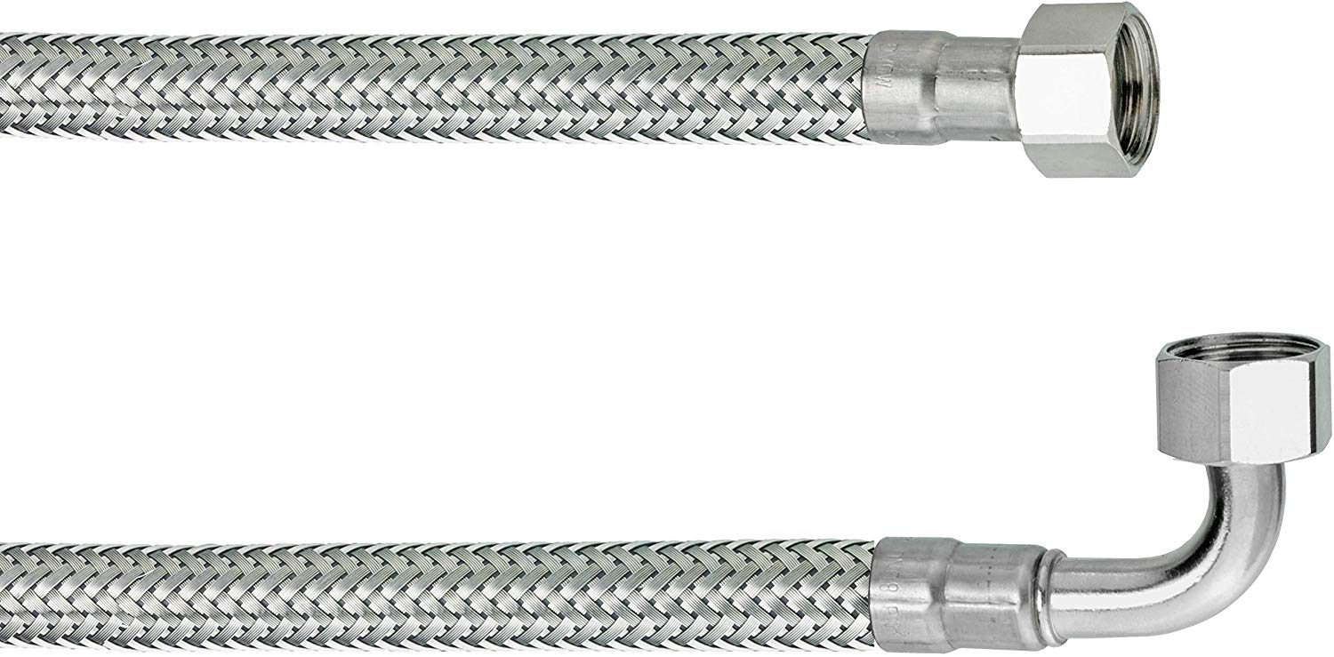 Panzerschlauch 2000mm 3/8 zu 3/4 mit Winkelbogen
